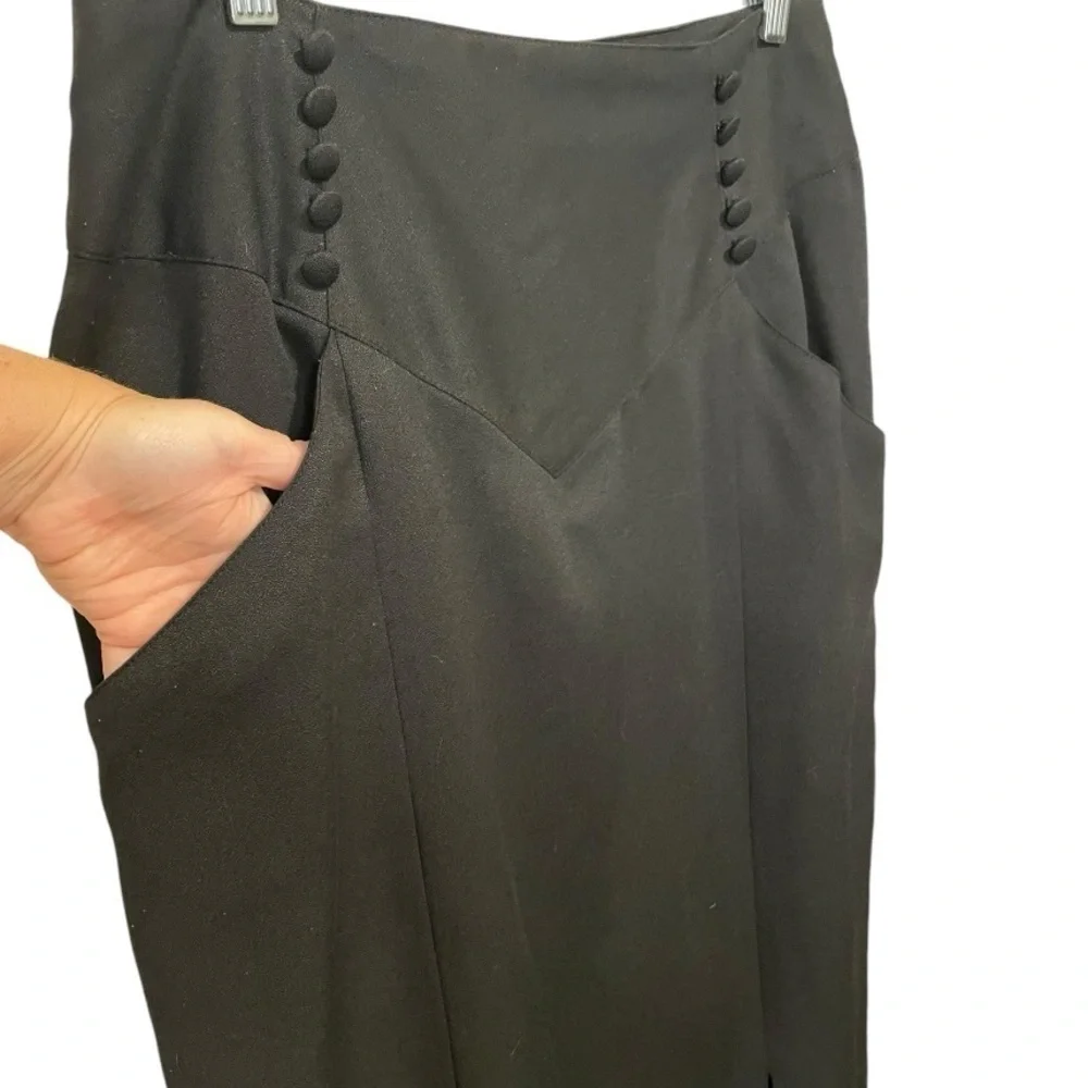 Vintage 80’s Casablanca Union Made Black Career Skirt VTG Sz 14 (size 10) - Picture 3 of 9